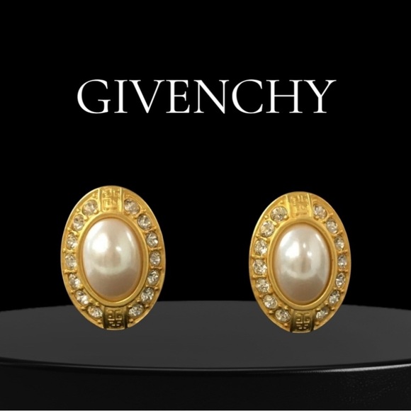 Givenchy Gold and White Crystal Earrings - Picture 1 of 8